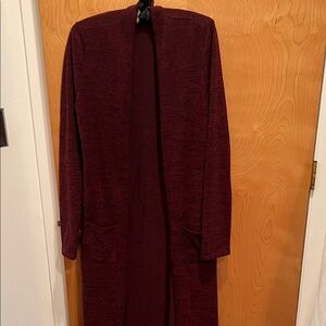 Women's Burgundy Long Cardigan